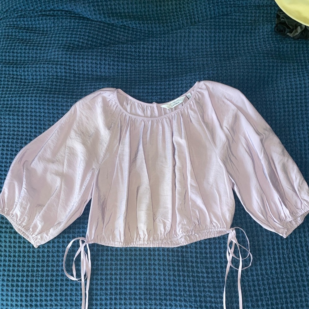 & Other Stories Lavender cropped puff sleeve blouse